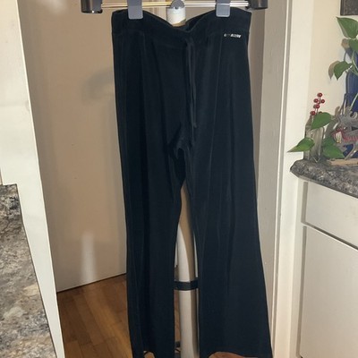 DKNY Active Sport Relaxed Velour Pants Black w/ Logo Size Large Tie Waist