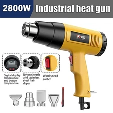 Mini Heat Gun 110V Hot Air Tool LCD Temp Control w/ 4 Nozzles Shrink Wrap