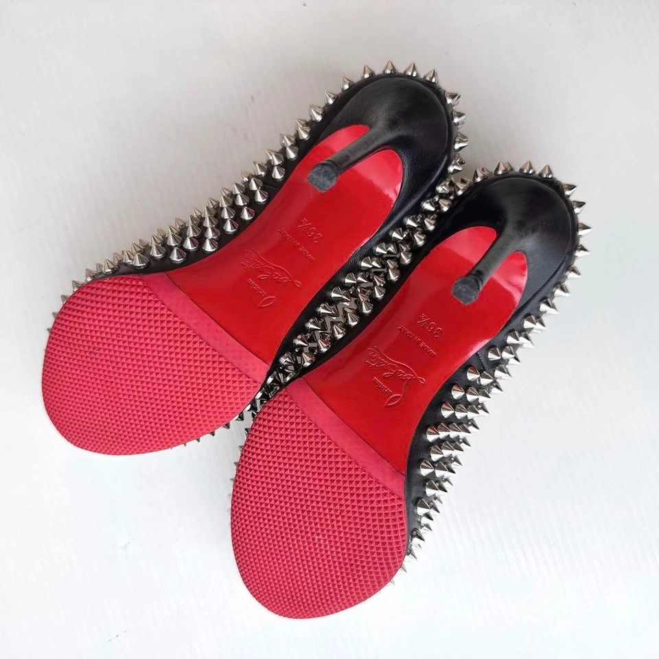 Zapatos de salón Christian Louboutin tachuelas de cuero negro EU36.5 US6.5 FIFI SPIKES 100 Foto 2 de 4