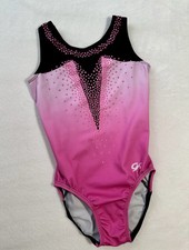 GK ELITE Leotard Gymnastics GLITZ  GLAM Tank PINK  BLACK Sparkle GEM Look AS