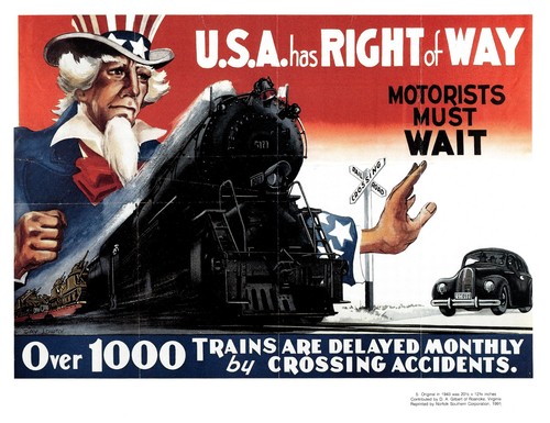 Reprint Rail Road Safety Ad - Norfolk Southern - USA has Right of Way