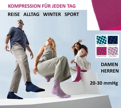 COMPRESSANA Moderne Stütz-Kniestrümpfe gute KOMPRESSION Damen Herren Stützstrümpfe Baumwolle