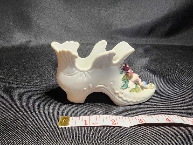 Vintage Lefton Porcelain Shoes with Applied Flowers Hand Painted
