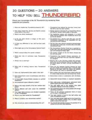 A4 Print 1967 Thunderbird Key Features 13