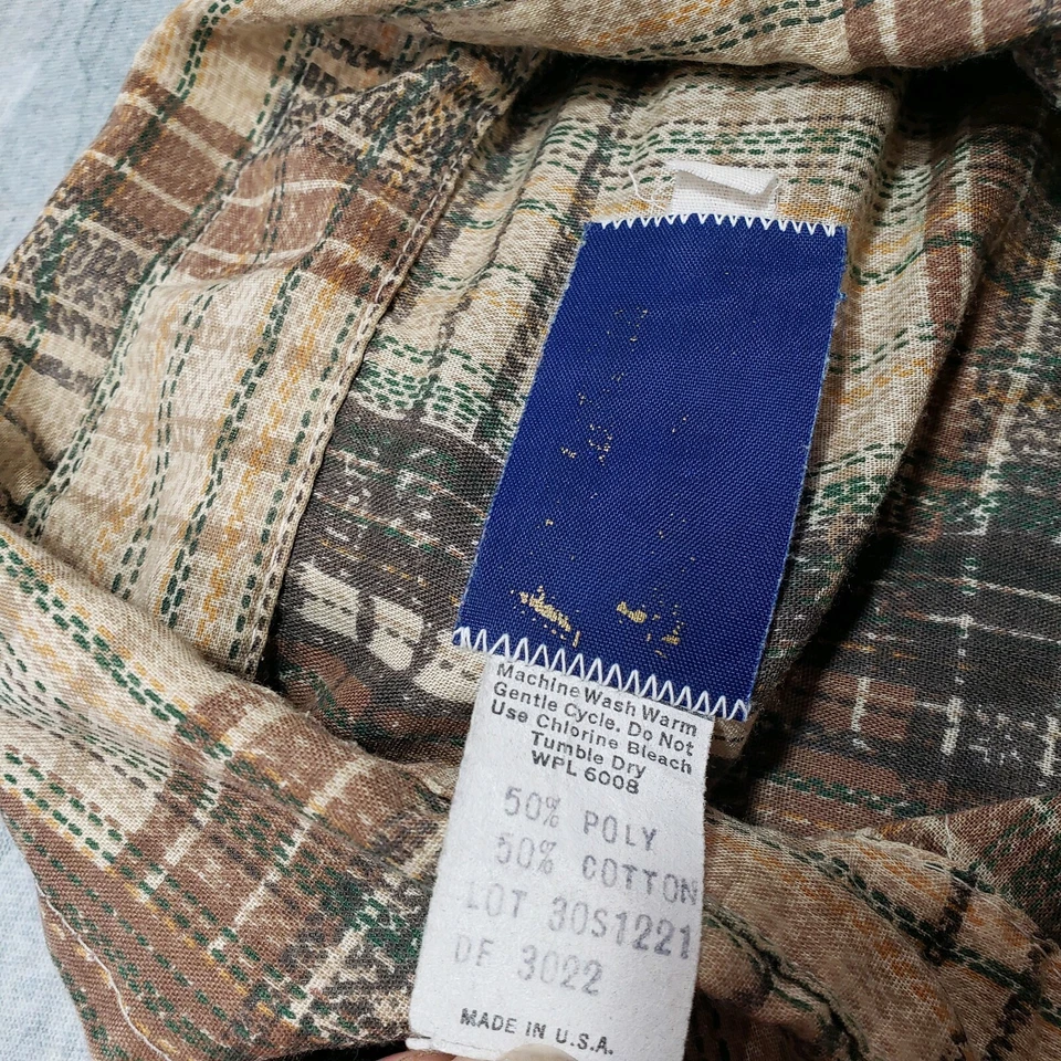 Vintage Panhandle Slim Shirt Mens 16-33 Brown Striped Short Sleeve Pearl Snap... - Image 4 of 4