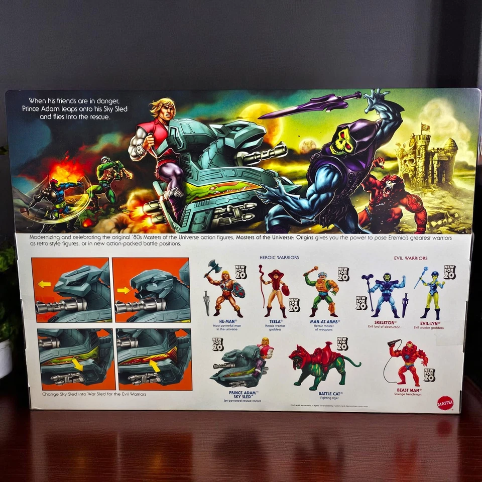 Figura de acción Masters of Universe Origins Prince Adam Sky Sled MOTU Retro 2020 Foto 3 de 4