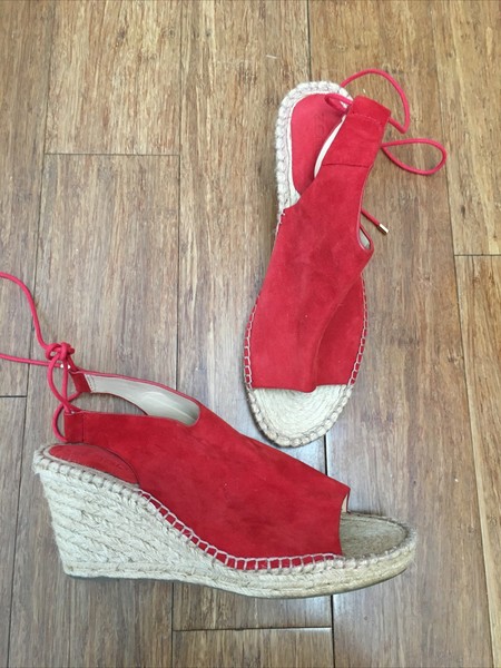 ZENSU Shoes Tayla EU 39 Sandals Wedge RED SUEDE Espadrilles