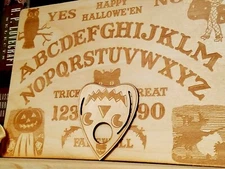 16" Wooden Vintage Halloween Ouija Board & Planchette Handmade Wood Spirit Board