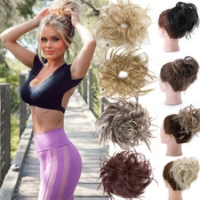 US Thick Messy Bun Real as Human Hair Piece Wrap Scrunchie Updo Hair Extensions