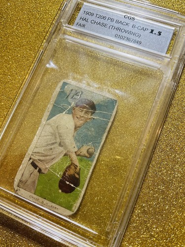 1909 11 T206 HAL CHASE THROWING EDITION POLAR BEAR BACK CGS 1.5 CSTORE RARE READ - Picture 2 of 7