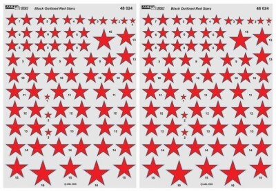 AML Models Decals 1/48 Soviet Stars in the Sky Russian Black Outline Red Stars