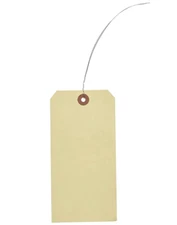 1000 Pack  4 1/4" x 2 1/8" Size 4 Manila Inventory Shipping Hang Tags with Wire