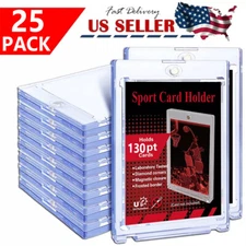 25 Pack Magnetic Trading Sports Card Holders 130pt One-Touch Hard UV Protection