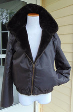 Op Ocean Pacific Womens Faux Fur Coat Jacket Trendy Hood Reversible Parka~ S