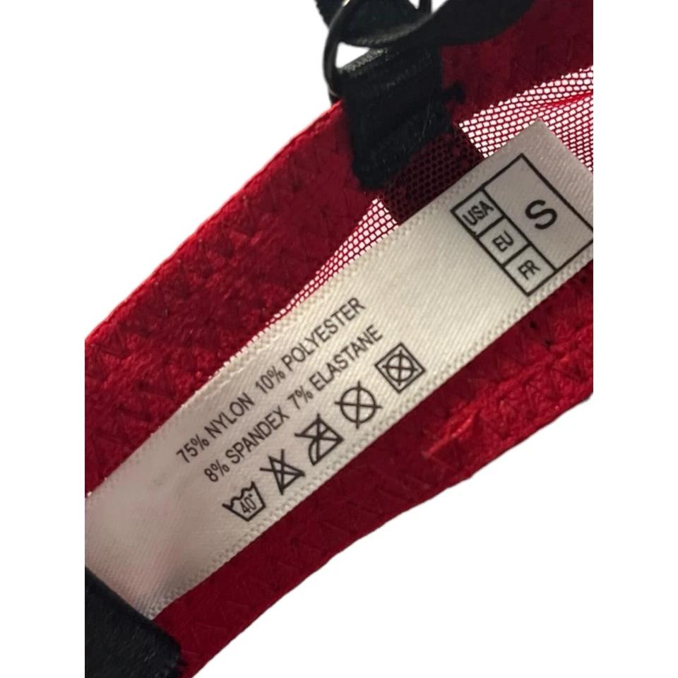 Frederick's Of Hollywood S Red Lace Push Up Balconette Bra Longline Black Trim - Image 3 of 4