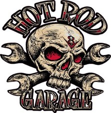 Hot Rod Garage Skull Decal
