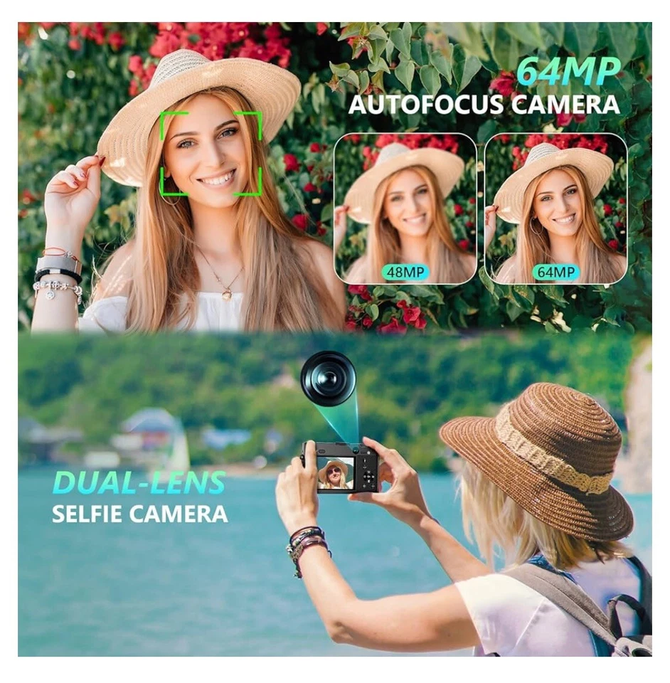 Cámara digital 5K, cámaras de 64 MP para fotografía con zoom óptico 6X y enfoque automático Foto 3 de 4