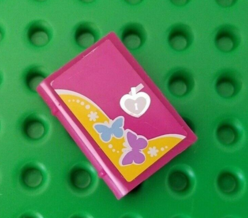 LEGO Friends Diary Heart Locket Mini Doll Minifigure Pink Butterfly Silver Lock - 第 1/1 張圖片