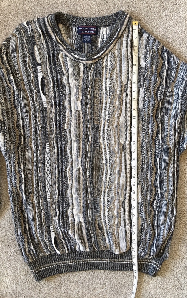 Vtg Roundtree & Yorke Earth Tones Coogi Cosby Style Textured Knit