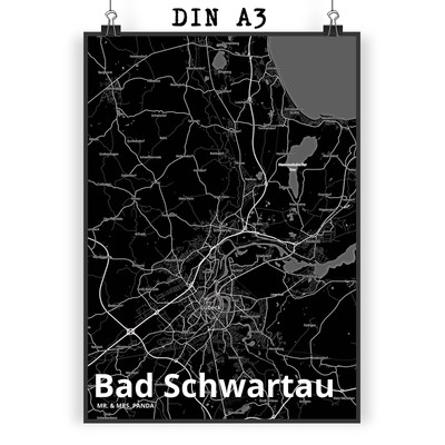 DIN A3 Poster Bad Schwartau - Geschenk Stadt Dorf Karte Landkarte Map Stadtplan