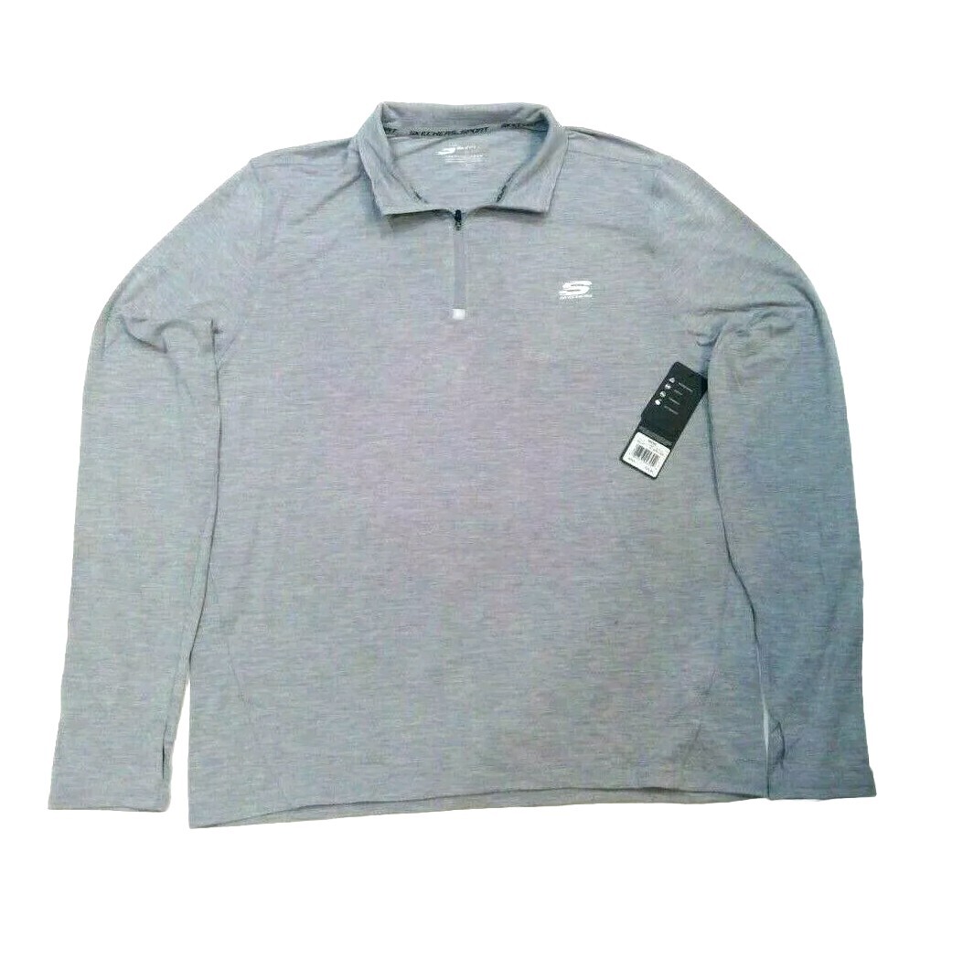 Skechers Sport 1/4 Zip Long Sleeve Gray Athletic Shirt Men's XL NWT