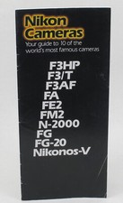 Vintage Nikon Cameras Guide Brochure - F3HP F3/T FA FE2 FM2 FG FG-20 Nikonos V