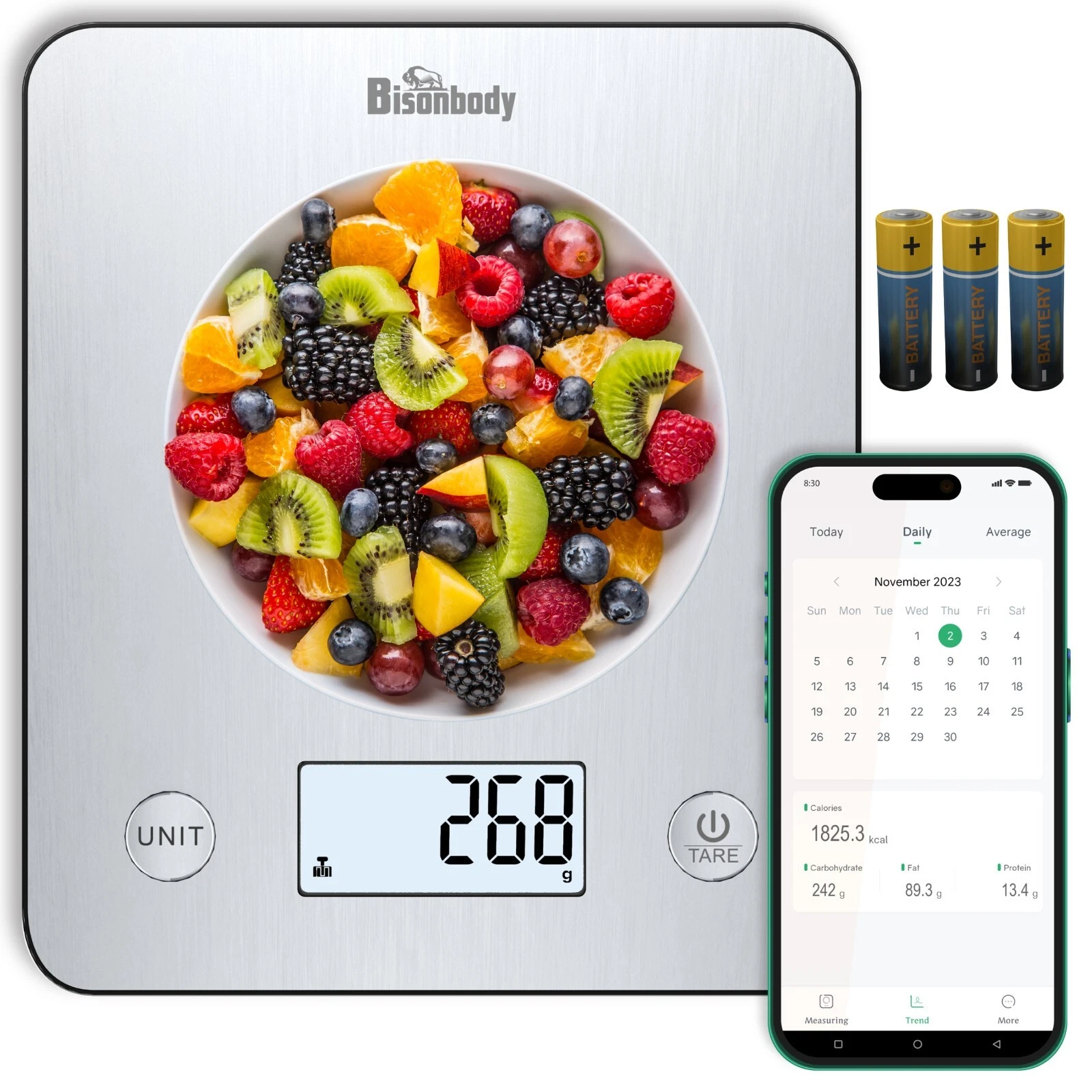 Bisonbody Smart Digital Kitchen Scale Bluetooth Food Scale Nutrition App