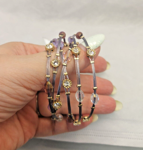 MX Signature Collection 6 Silver Metal Wire Bracelets Rhinestones Crystals NWT - Picture 3 of 7