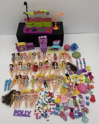 VTG 2000's Polly Pocket Lot 45 Dolls & 100+ Clothes Accessories Parts Shoes Hair