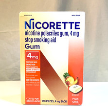 Nicorette 4mg Stop Smoking Aid Nicotine Gum Fruit Chill 100 ct EXP. 12/2027 NEW