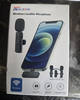 Hou-Zone Wireless Clip-On Lavalier Microphone Kit USB-C for Smartphone, Black