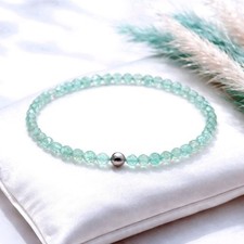 Apatit Armband 3 mm facettiert Edelstahlperle Gold Silber Edelsteinarmband Fein