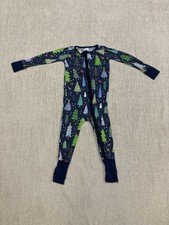 Little Sleepies Blue Merry Bright Zippy Bamboo Pajama 18-24 Months Christmas