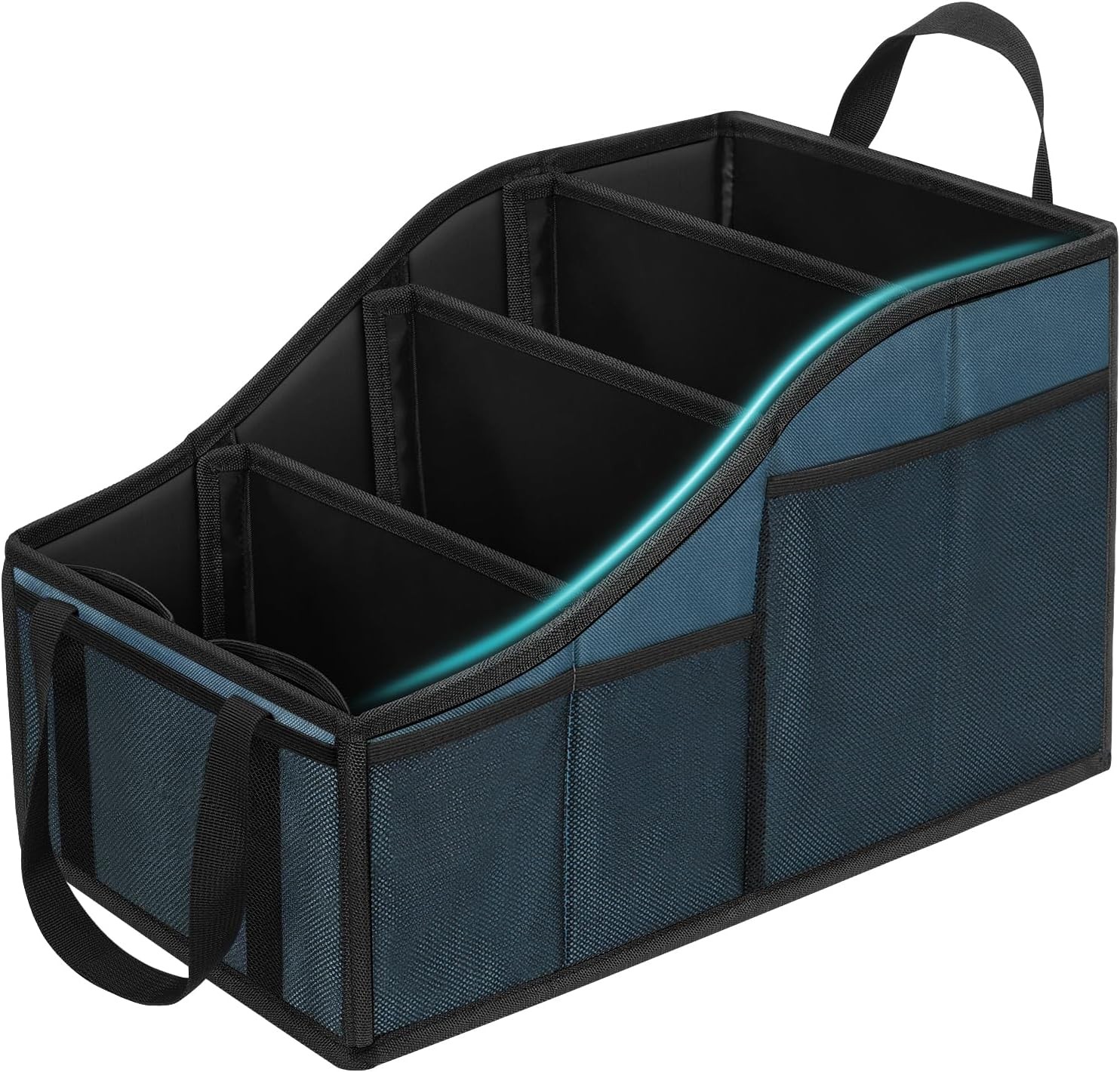 Car Seat Organizer Backseat Organizer with 4 Compartments, 4 Cup Holders Blue