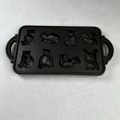 RARE Vintage Cast Iron Teddy Bear Muffin Baking Mold/Tray/Pan Cookware Taiwan