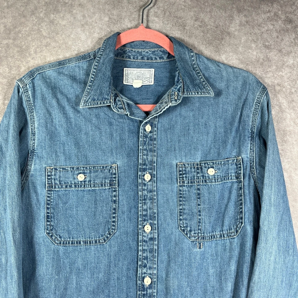 Lucky Brand Shirt Mens Small Blue Denim Button Up Long Sleeves Western Pockets - Image 2 of 4