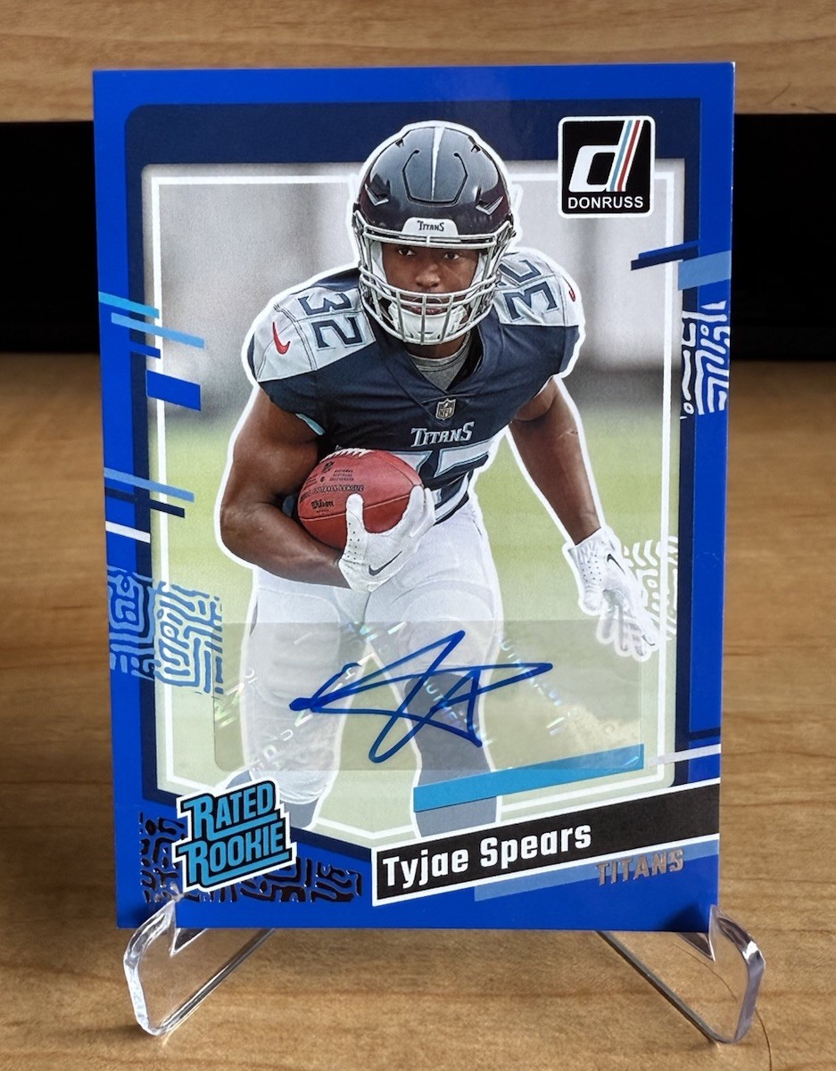 2023 Donruss Rated Rookie Tyjae Spears #396 Blue Autograph (RC) Auto Titans