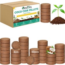 50Pcs Organic Coco Coir Pellets for Seed Starter, Compressed Coconut