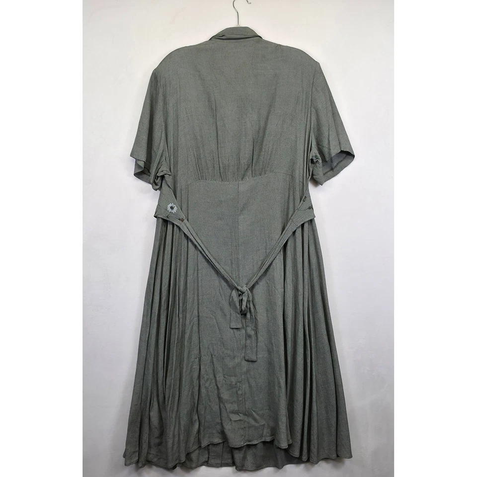 Ultra Maxi 连衣裙女式 22W 绿色花卉草原 Modest Cottagecore 波西米亚复古 — 第 3/4 张图片