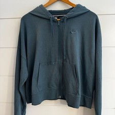 Nike Women s L Oversize Cropped Long Sleeve Hoodie Blue Teal Jade