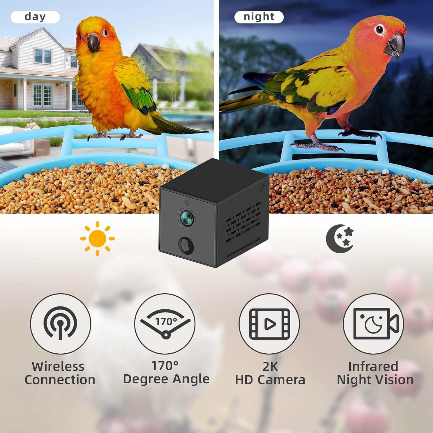 Smart Bird Feeder with 2K Live View Camera & AI Identify with Solar Panel