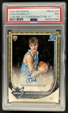 Marketplace image: 2025-26 Bowman Liam McNeeley Chrome Auto SuperFractor RC #1/1 Hornets PSA 7