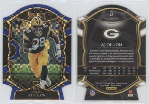 2020 Panini Select Concourse Blue Prizm Die-Cut AJ Dillon #65 Rookie RC