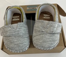 Toms Tiny Crib Alpargata Grey Jersey Baby Girl Shoes Size 2 Brand New   