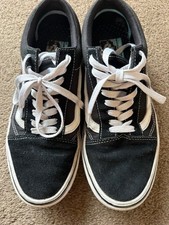 Scarpe da ginnastica uomo nere/bianche scamosciate old school furgoni off the wall stringate taglia UK 8