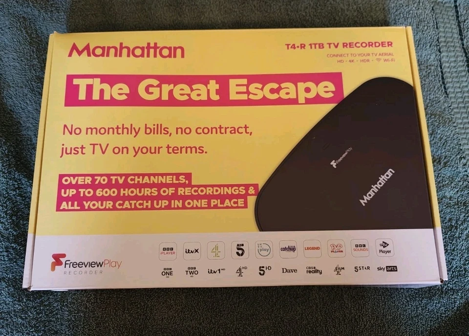 Manhattan TR-4 1TB Freeview Recorder **VOLL FUNKTIONSFÄHIG UND ZURÜCKGESETZT**