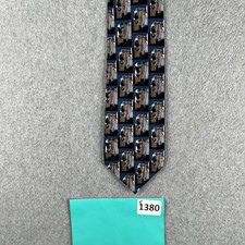 J Garcia Neck Tie Blue Gray Abstract Silk Hand Made