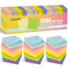 30 Pads Sticky Notes, Sticky Note Pads 3x3 inches, 10 Bright Color Sticky Not...