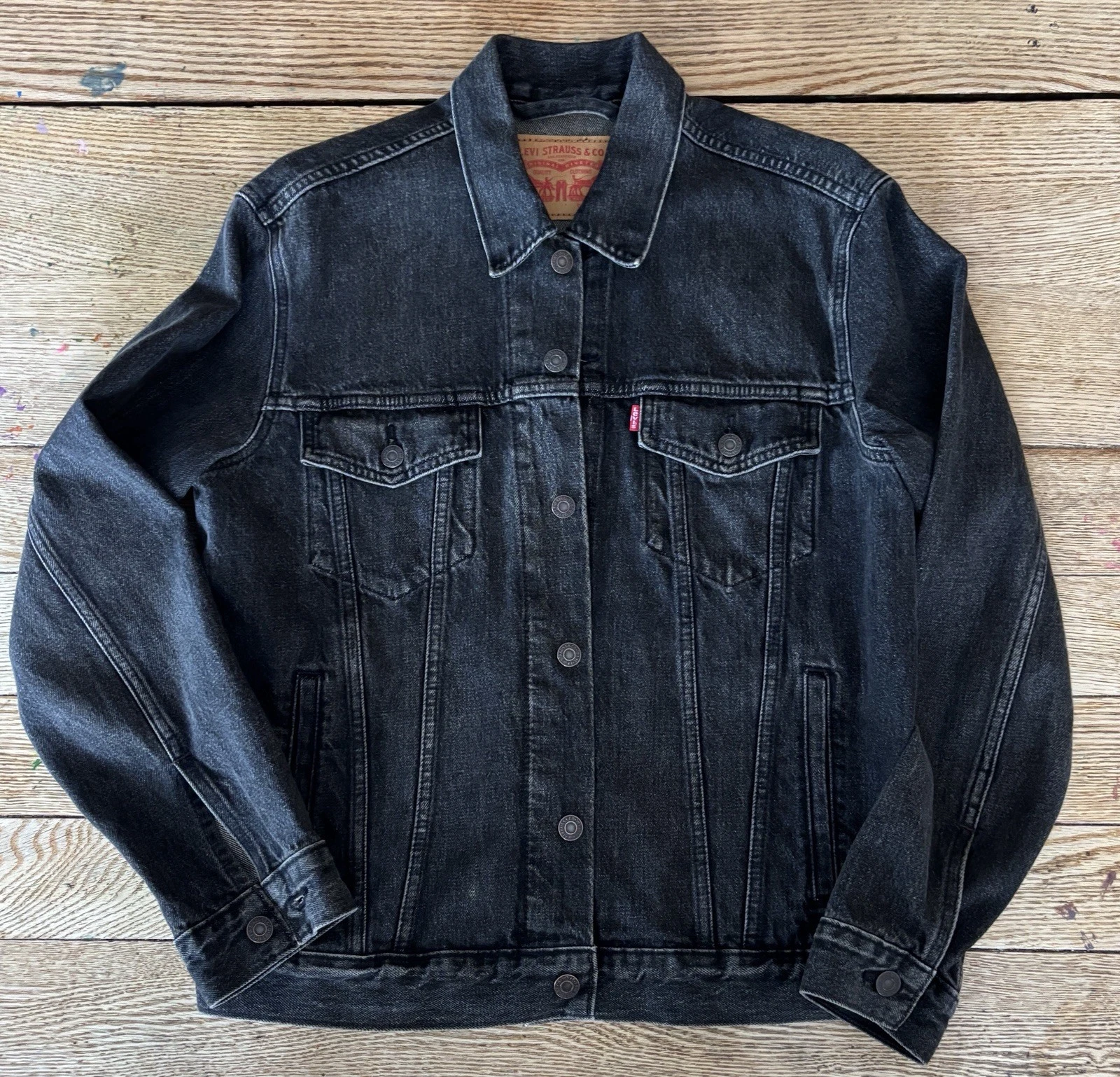 LEVI'S Trucker Jacket Denim Jacket Size: Medium Black Men 72334-0584
