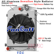4 Rows Aluminum Radiator Shroud Fan For 1928-1931 Ford Model A 1932 Hi-boy V8